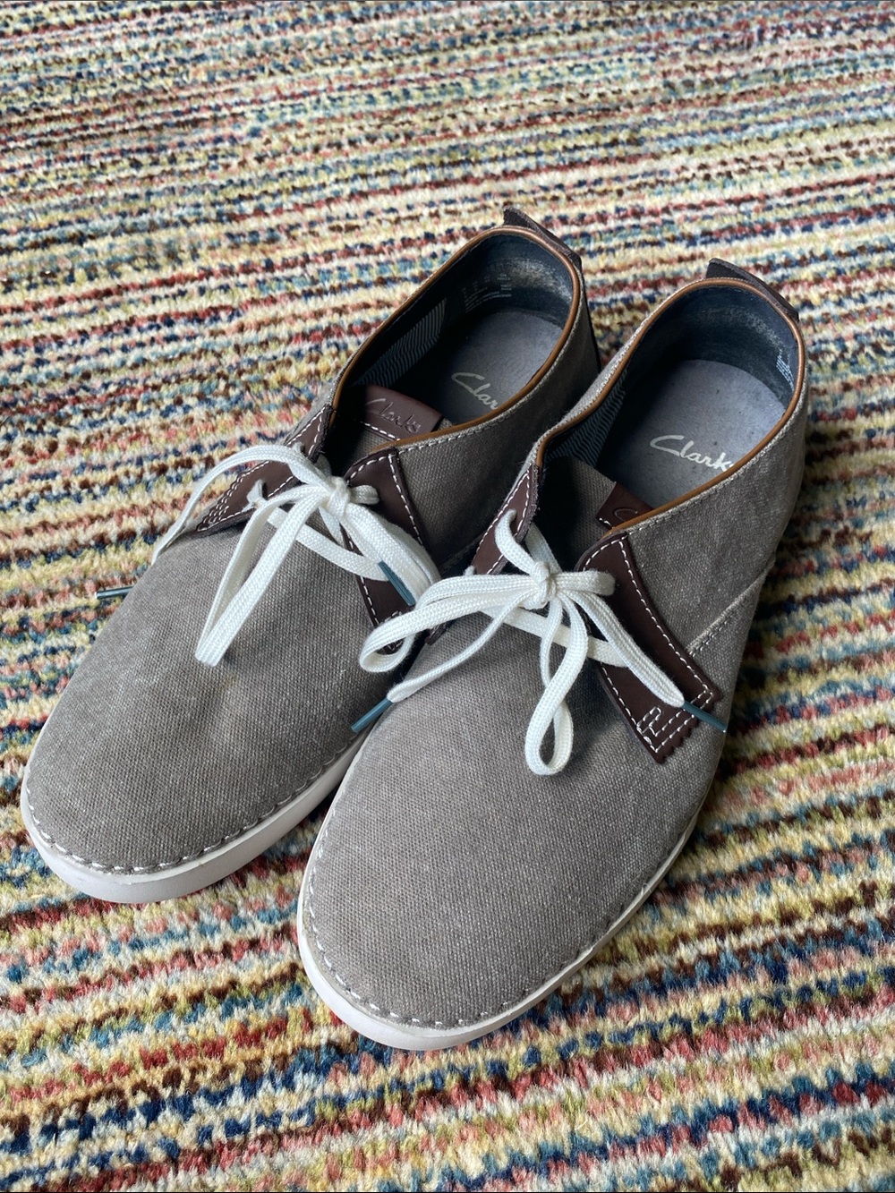 Clarks Men’s Brown & Gray Canvas Sneakers 10